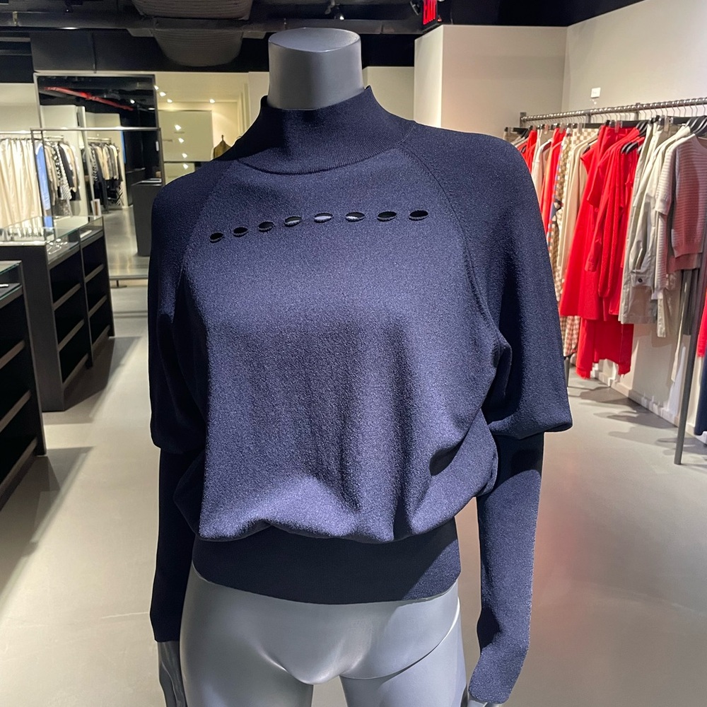 Sarah Pacini Black Turtleneck Sweater Cozy Knit